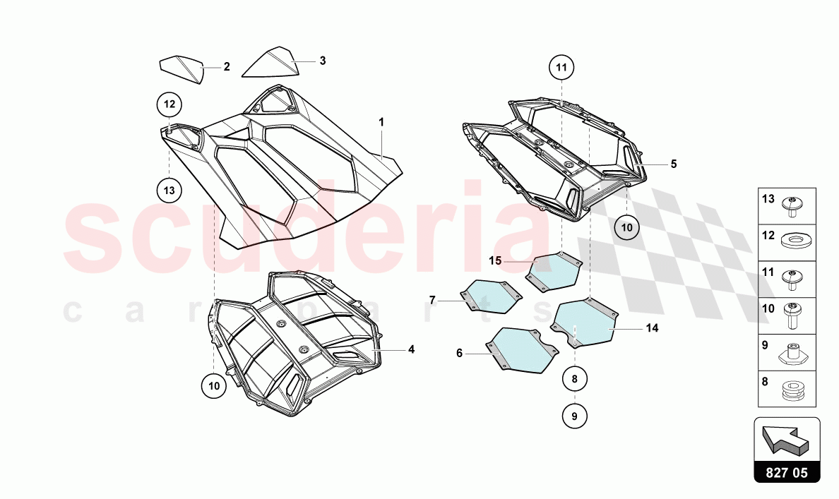ENGINE COVER WITH INSP. COVER of Lamborghini Lamborghini Aventador LP780 Ultimae Roadster