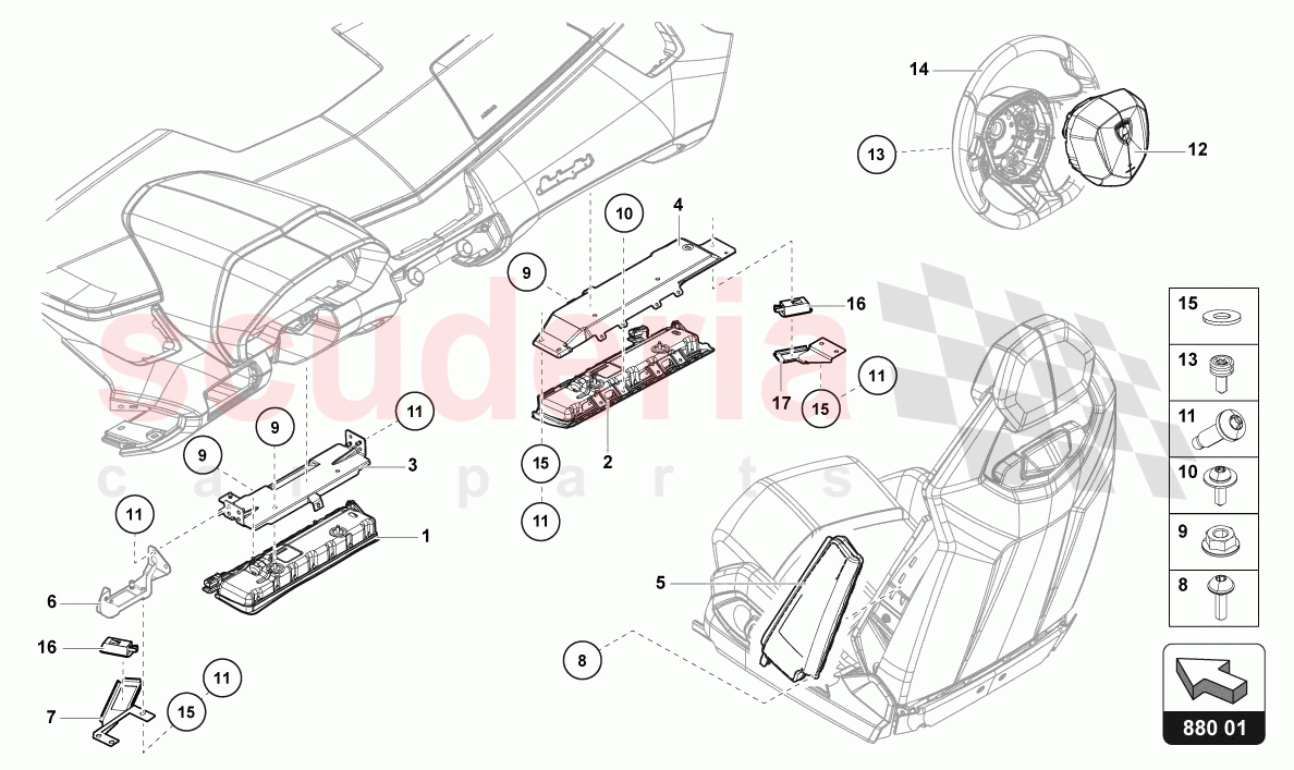 AIRBAG UNIT of Lamborghini Lamborghini Aventador LP780 Ultimae Roadster
