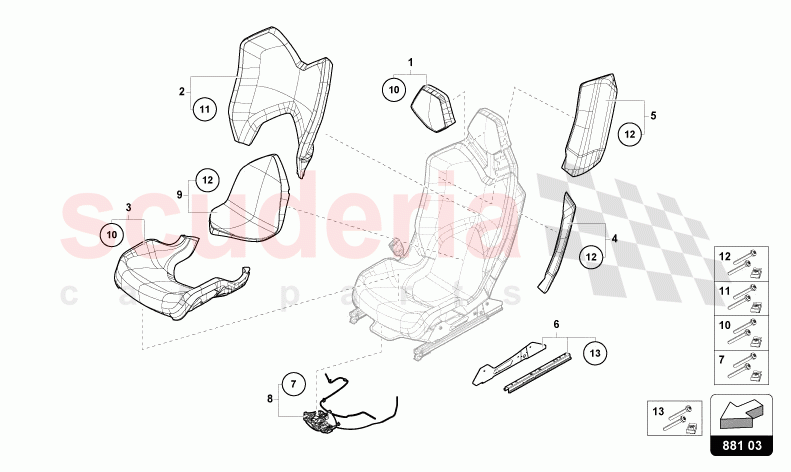 REPAIR KIT FOR SEAT of Lamborghini Lamborghini Aventador LP780 Ultimae Roadster