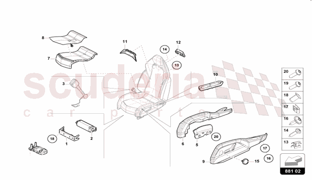 KIT FOR SEAT DIVIDED of Lamborghini Lamborghini Revuelto Coupe