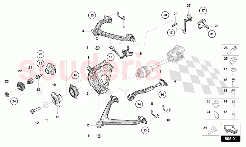 REAR AXLE REAR of Lamborghini Lamborghini Huracan Evo Spyder 2WD