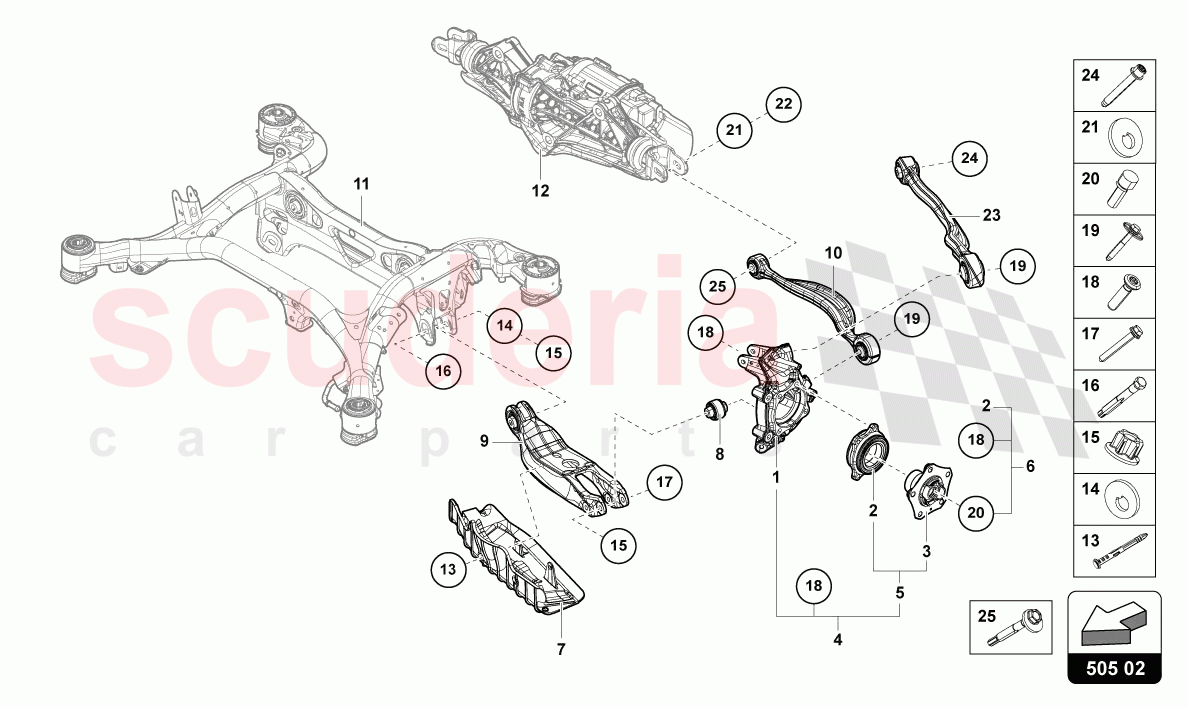 WHEEL HUB WITH BEARING AND CONTROL ARM of Lamborghini Lamborghini Urus S