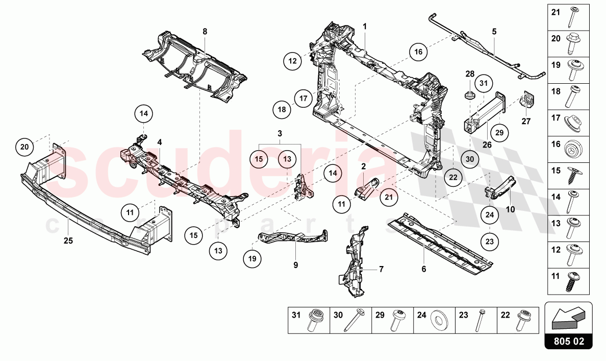SUPPORT FOR COOLANT RADIATOR of Lamborghini Lamborghini Urus S