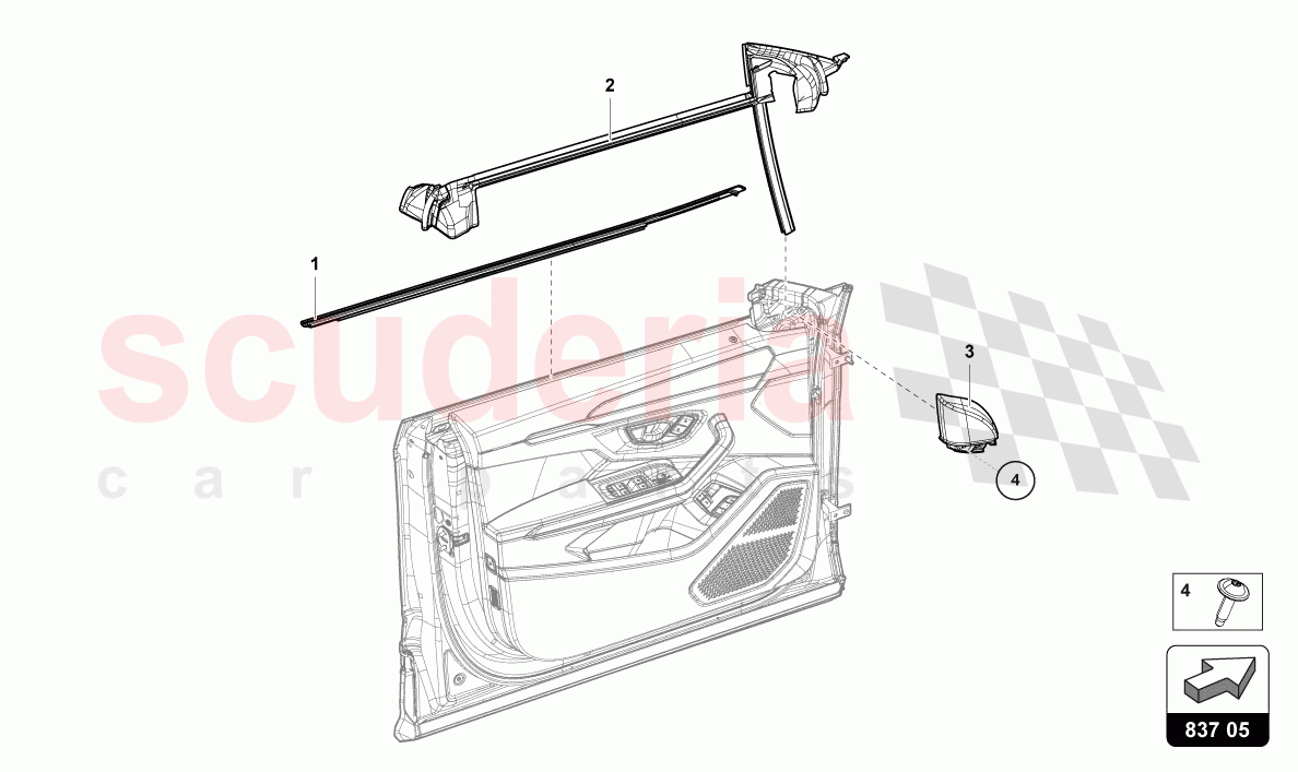 SEAL FOR DOOR WINDOW FRONT of Lamborghini Lamborghini Urus S
