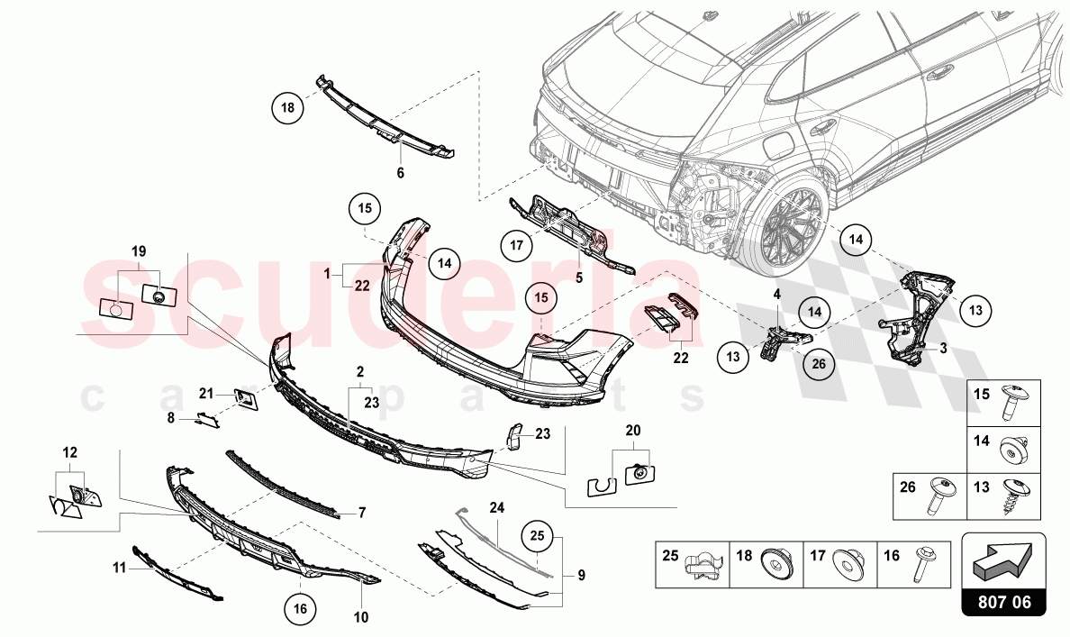 BUMPER, COMPLETE REAR of Lamborghini Lamborghini Urus (2019-2022)