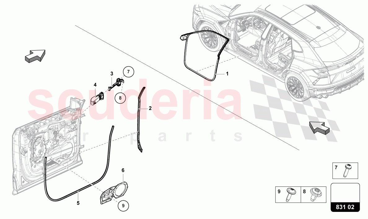DOOR SEAL FRONT of Lamborghini Lamborghini Urus (2019-2022)