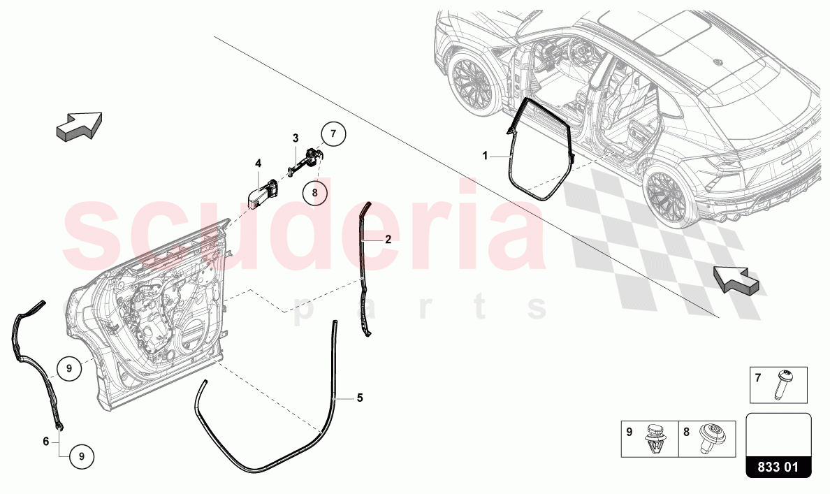 DOOR SEAL REAR of Lamborghini Lamborghini Urus (2019-2022)
