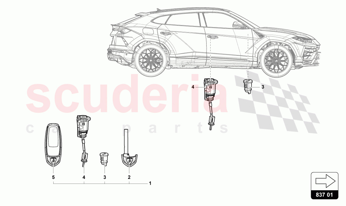 MAIN KEY WITH TRANS- PONDER (FOLDABLE BIT) of Lamborghini Lamborghini Urus (2019-2022)