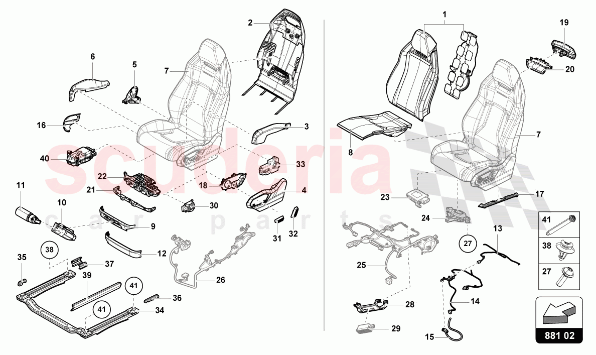 SEAT, DIVIDED FRONT of Lamborghini Lamborghini Urus (2019-2022)