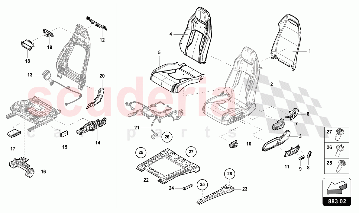 SEAT, DIVIDED REAR of Lamborghini Lamborghini Urus (2019-2022)