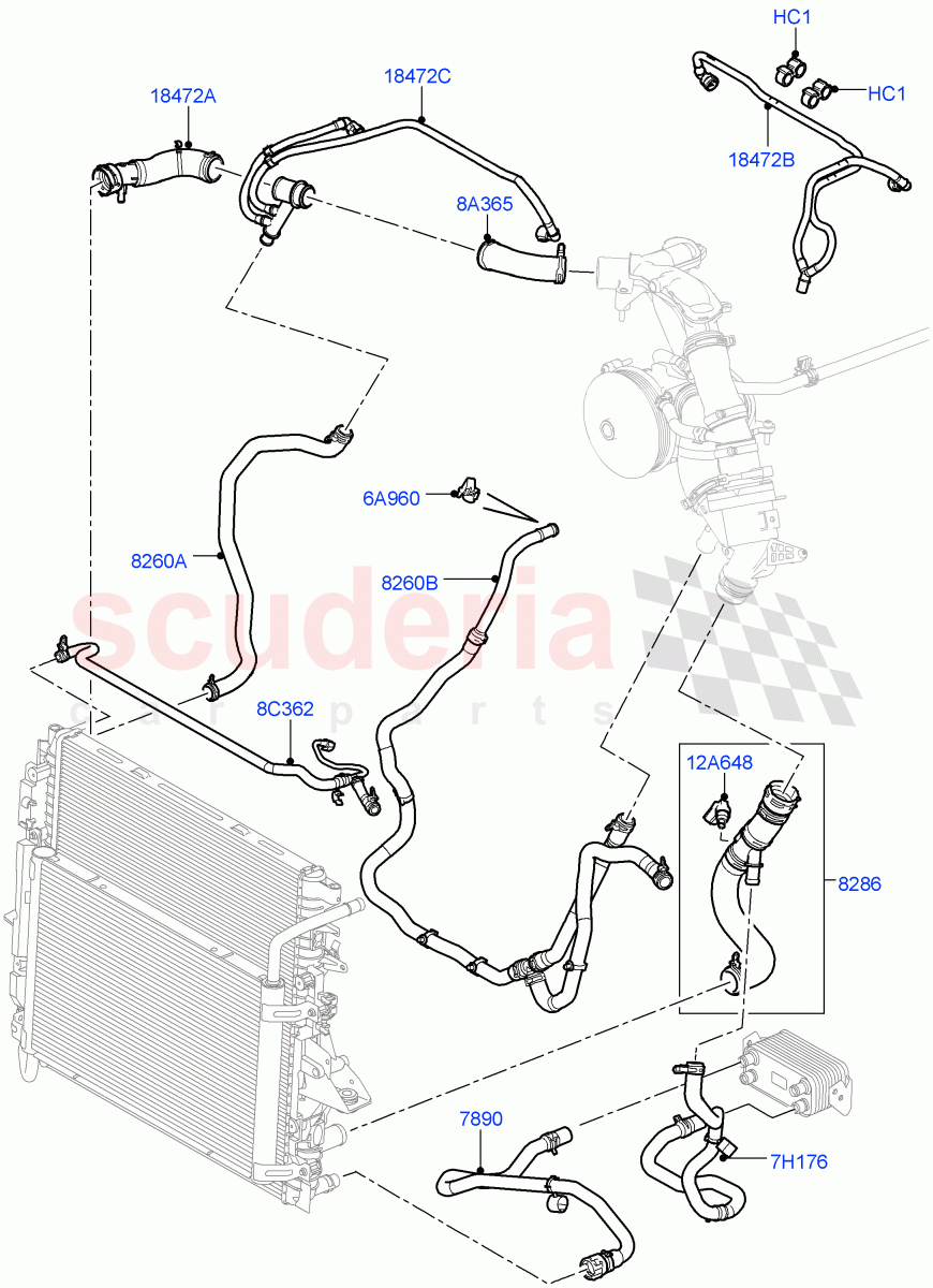 Cooling System Pipes And Hoses (5.0L Ohc Sgdi Sc V8 Petrol 