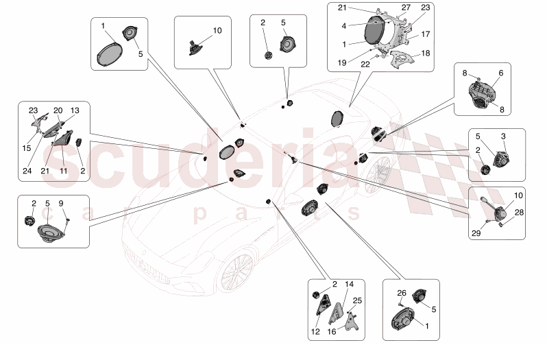 SOUND DIFFUSION SYSTEM of Maserati Maserati GranCabrio M189 TROFEO  AUTOMATIC 4WD 3.0 BT V6 550 HP