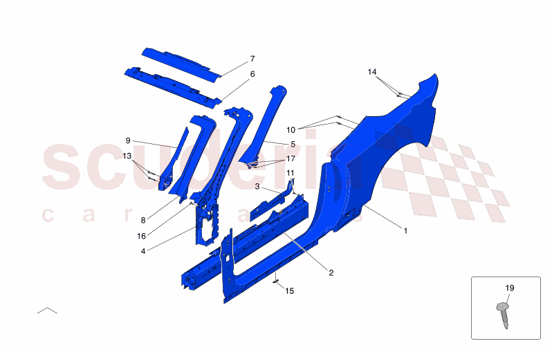 BODYWORK AND CENTRAL OUTER TRIM PANELS of Maserati Maserati GranCabrio M189 TROFEO  AUTOMATIC 4WD 3.0 BT V6 550 HP