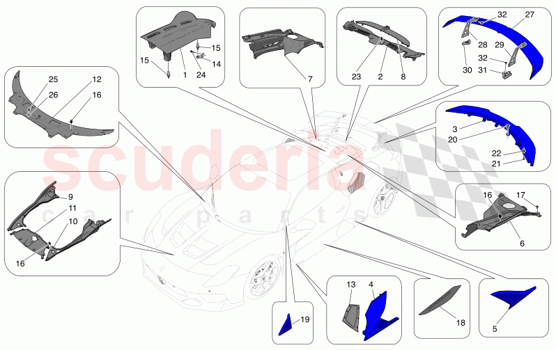 SHIELDS, TRIMS AND COVERING PANELS of Maserati Maserati MC20 GT2 Stradale  Automatic 3.0 BT V6 2WD 630HP - 640HP