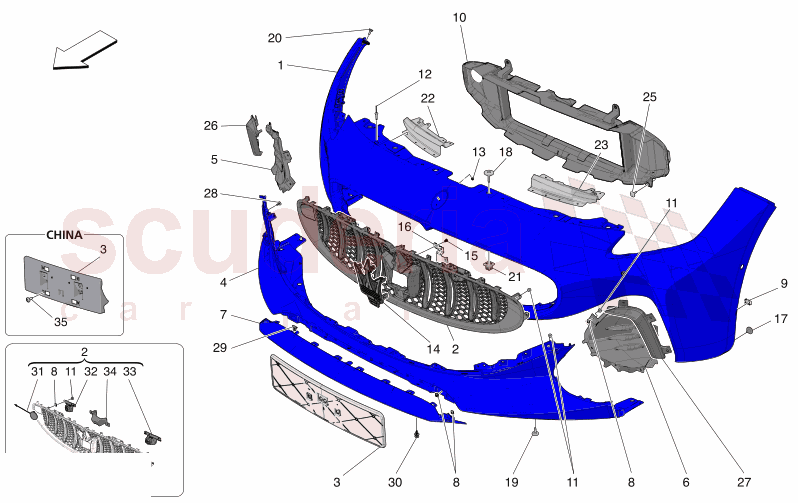 FRONT BUMPER of Maserati Maserati GranCabrio M189 FOLGORE  AUTOMATIC 4WD BEV 560 kW