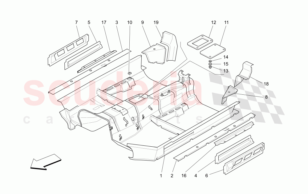 CENTRAL STRUCTURAL FRAMES AND SHEET PANELS of Maserati Maserati 4200 Spyder (2005-2007) CC