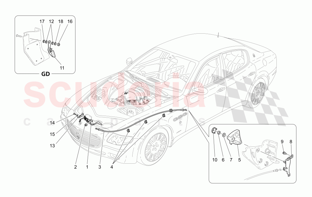 FRONT LID OPENING BUTTON of Maserati Maserati Quattroporte (2009-2012) Sport GTS