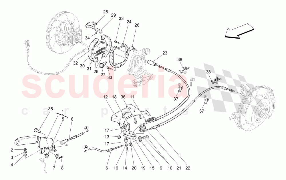 PARKING BRAKE (Available with: "Spyder 90th Anniversary" Version) of Maserati Maserati 4200 Spyder (2005-2007) CC