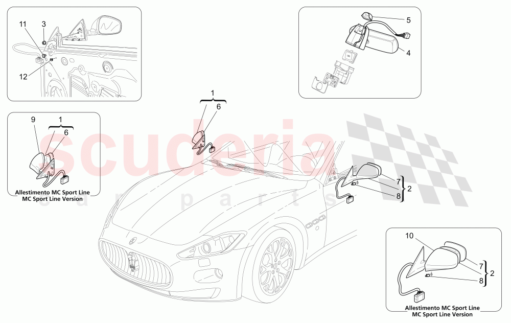 INTERNAL AND EXTERNAL REAR-VIEW MIRRORS of Maserati Maserati GranTurismo (2008-2010) S