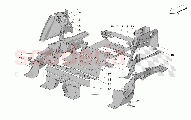 REAR STRUCTURAL FRAMES AND SHEET PANELS of Maserati Maserati Grecale GT Automatic 2.0 T4 4WD 300HP MHEV