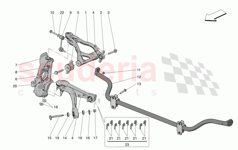FRONT SUSPENSION of Maserati Maserati MC20 GT2 Stradale  Automatic 3.0 BT V6 2WD 630HP - 640HP