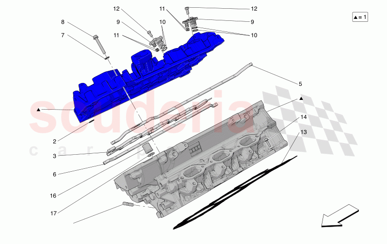 RH CYLINDER HEAD of Maserati Maserati GranTurismo M189 TROFEO  AUTOMATIC 4WD 3.0 BT V6 550 HP