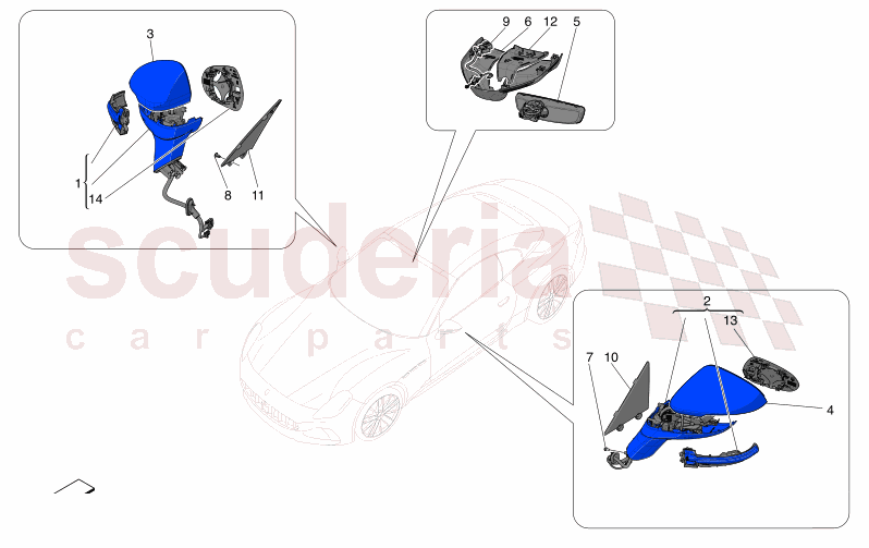INTERNAL AND EXTERNAL REAR-VIEW MIRRORS of Maserati Maserati GranCabrio M189 TROFEO  AUTOMATIC 4WD 3.0 BT V6 550 HP