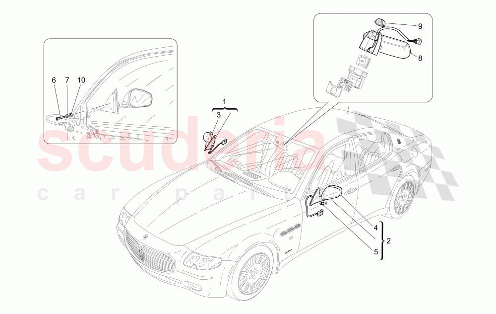 INTERNAL AND EXTERNAL REAR-VIEW MIRRORS of Maserati Maserati Quattroporte (2008-2012) 4.2
