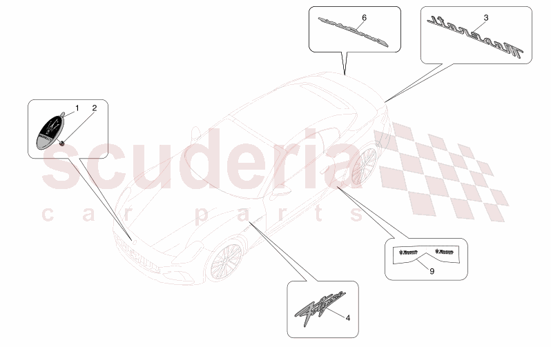 TRIMS, BRANDS AND SYMBOLS of Maserati Maserati GranCabrio M189 FOLGORE  AUTOMATIC 4WD BEV 560 kW