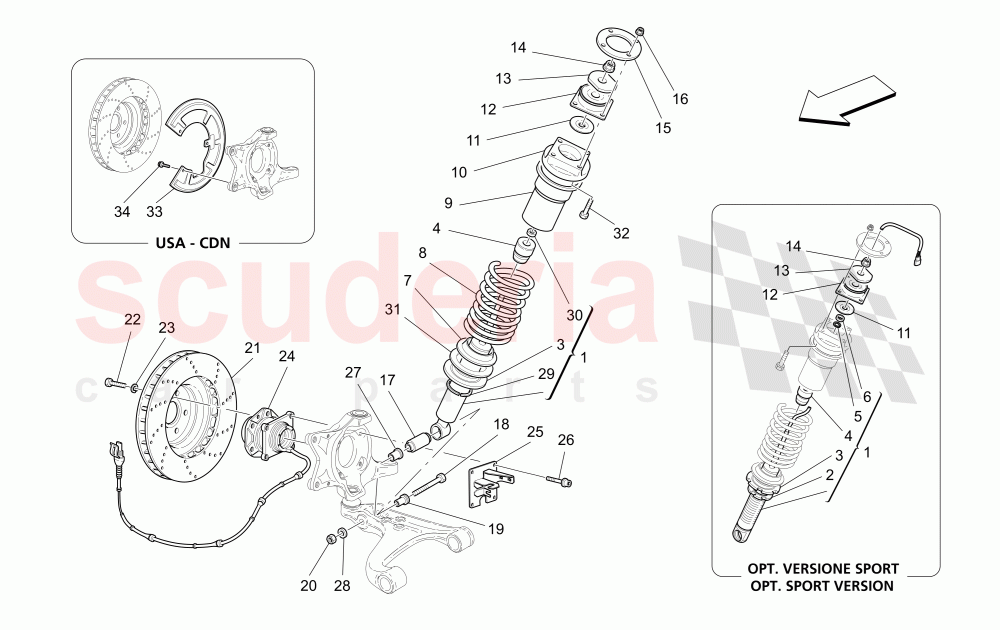 FRONT SHOCK ABSORBER DEVICES (Includes brake discs) of Maserati Maserati 4200 Spyder (2005-2007) CC