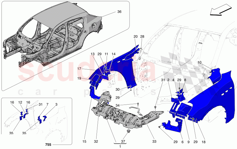 BODYWORK AND FRONT OUTER TRIM PANELS of Maserati Maserati Grecale Trofeo Automatic 3.0 BT V6 530HP