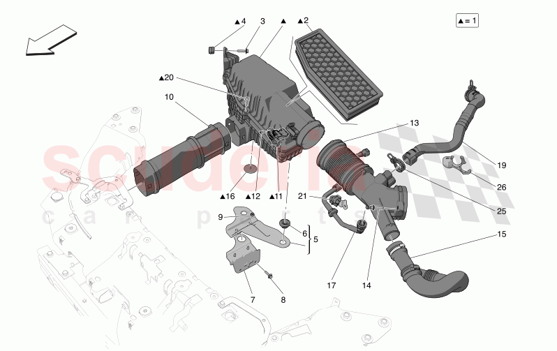 AIR FILTER, AIR INTAKE AND DUCTS of Maserati Maserati Grecale Modena Automatic 2.0 T4 4WD 330HP MHEV