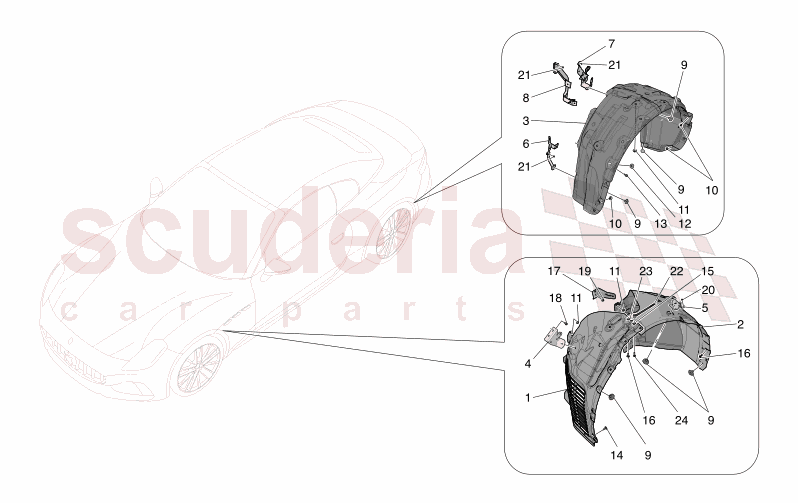 WHEELHOUSE AND LIDS of Maserati Maserati GranCabrio M189 TROFEO  AUTOMATIC 4WD 3.0 BT V6 550 HP