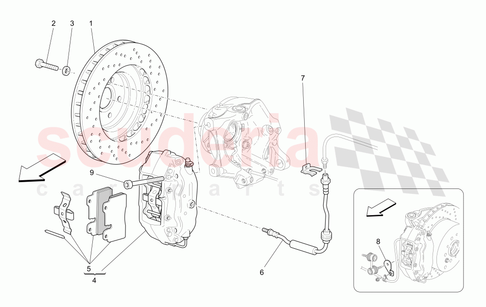 BRAKING DEVICES ON REAR WHEELS (Not available with: Special Edition) of Maserati Maserati GranCabrio (2013+)