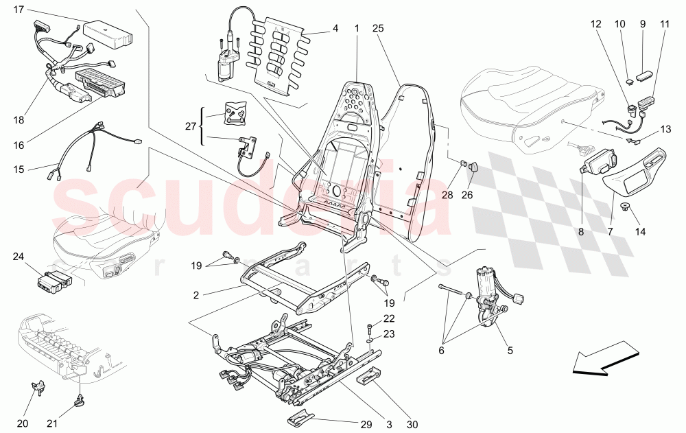 FRONT SEATS: MECHANICS AND ELECTRONICS of Maserati Maserati GranSport Coupe (2005-2007)