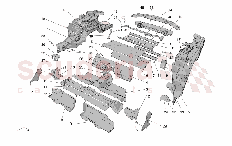 REAR STRUCTURAL FRAMES AND SHEET PANELS of Maserati Maserati GranCabrio M189 FOLGORE  AUTOMATIC 4WD BEV 560 kW