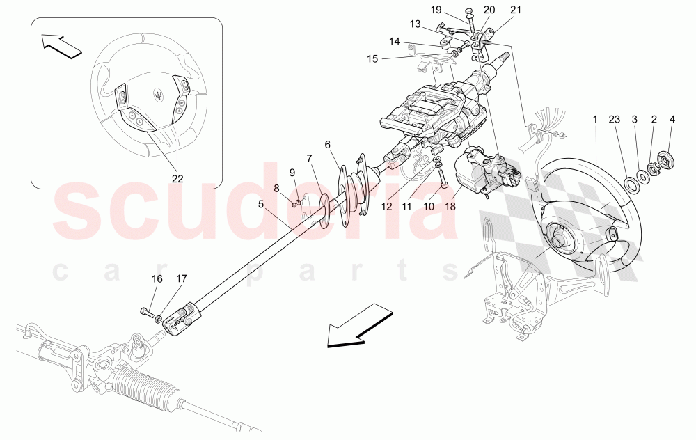 STEERING COLUMN AND STEERING WHEEL UNIT of Maserati Maserati Quattroporte (2003-2007) DuoSelect