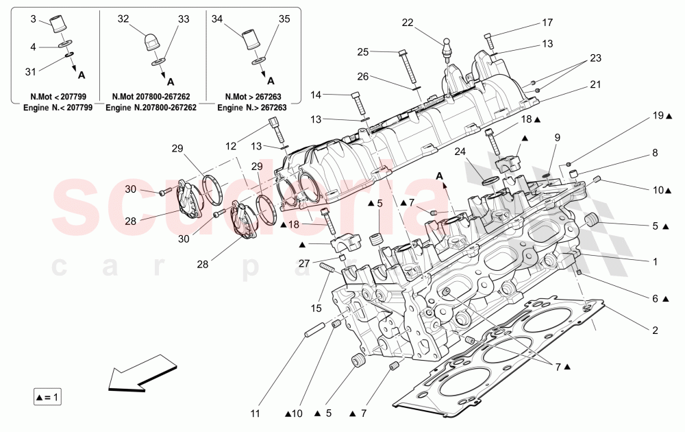 RH CYLINDER HEAD of Maserati Maserati Ghibli (2014-2016)