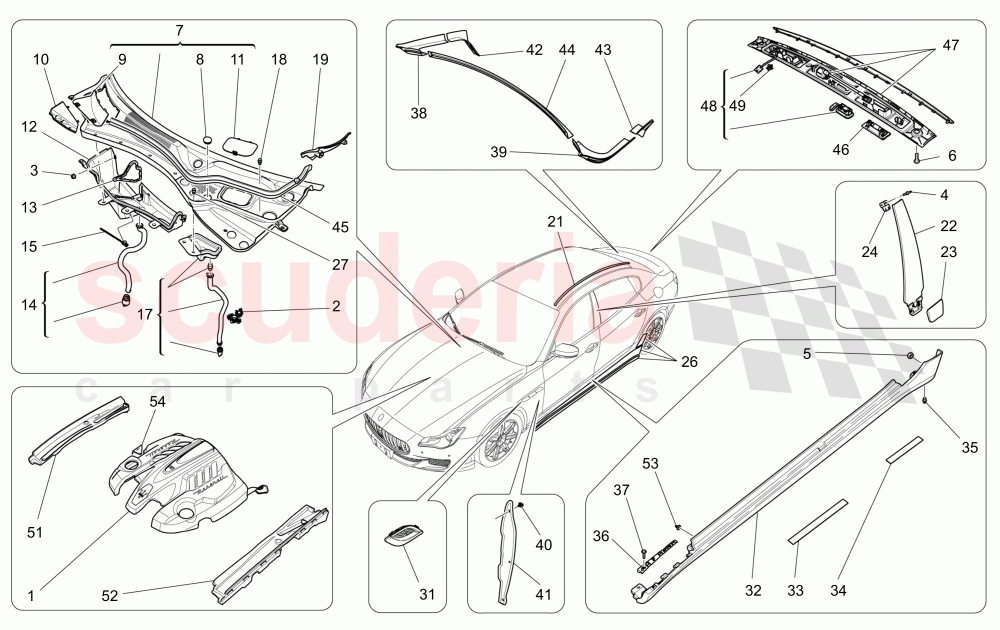SHIELDS, TRIMS AND COVERING PANELS of Maserati Maserati Quattroporte (2017+) S Q4