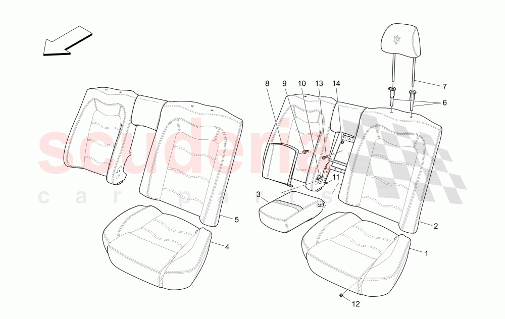 REAR SEATS: TRIM PANELS (Not available with: CENTENNIAL INTERNALS, Special Edition) of Maserati Maserati GranTurismo (2011-2013) Auto