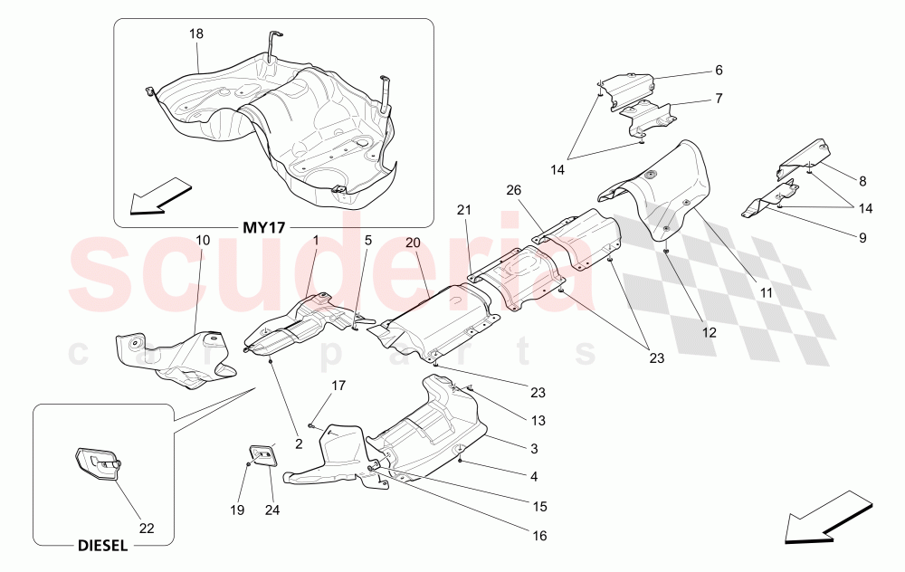 THERMAL INSULATING PANELS (Available with: EURO 6Not available with: EURO 5) of Maserati Maserati Quattroporte (2017+) S V6 410bhp