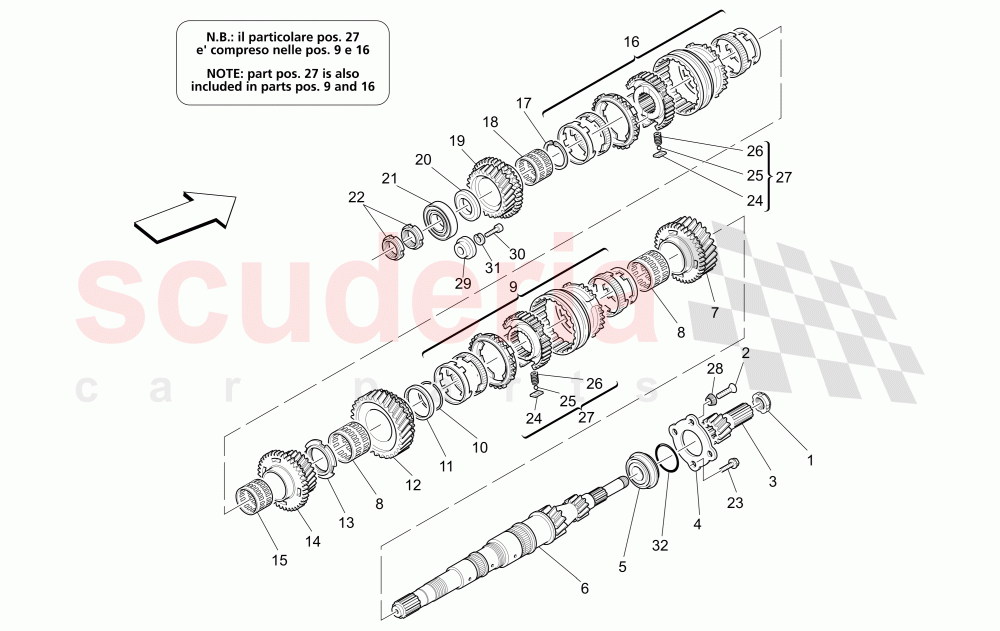 MAIN SHAFT GEARS of Maserati Maserati 4200 Coupe (2002-2004) GT