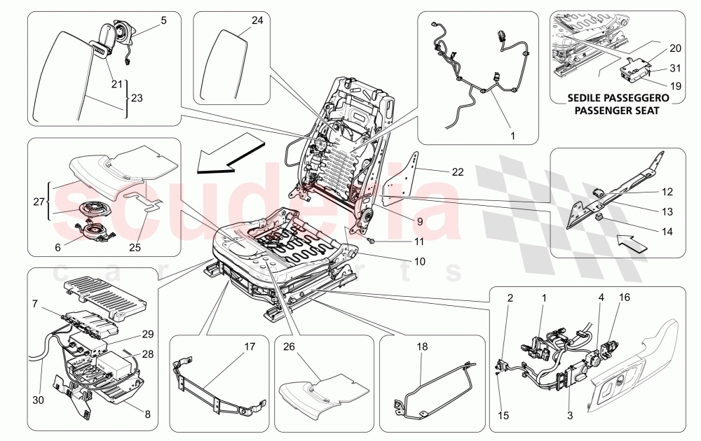 FRONT SEATS: MECHANICS AND ELECTRONICS (Available with: Rear Seat Entertainment+Tv Tuner (DVBT) Not available with: SPORT EQUIPMENT) of Maserati Maserati Quattroporte (2013+) GTS