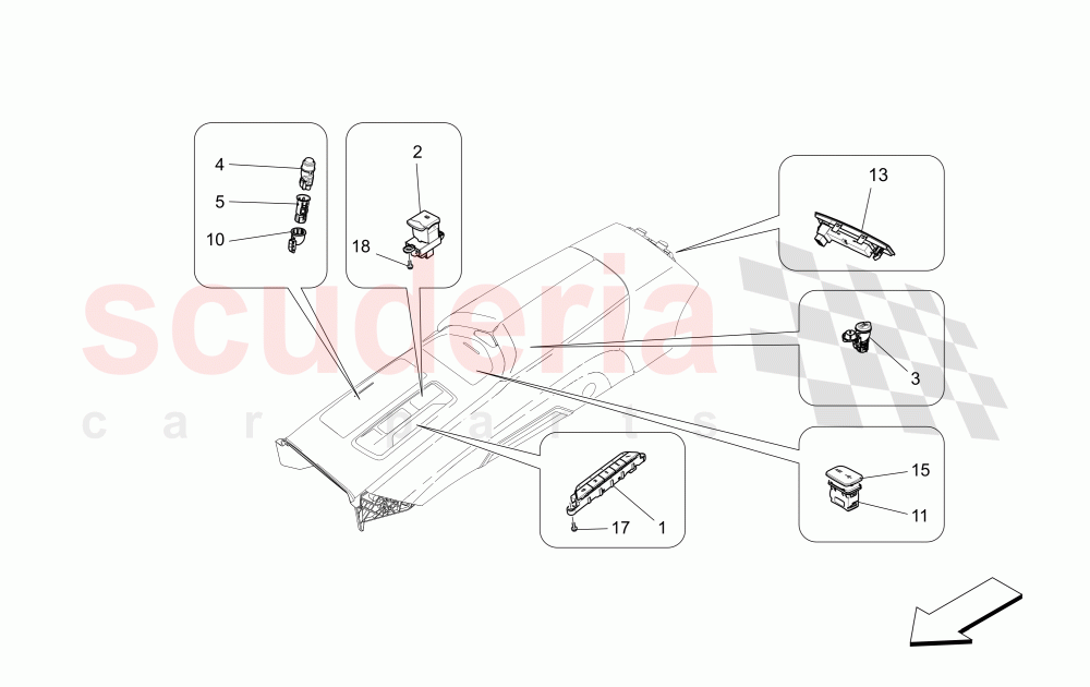CENTRE CONSOLE DEVICES (Not available with: COMFORT-LUXURY REAR SEATS WITH CENTRAL CONSOLE) of Maserati Maserati Quattroporte (2013-2016) V6 330bhp