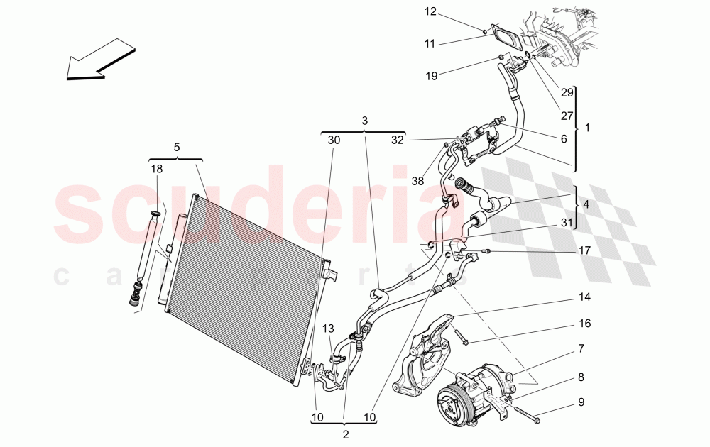 A/C UNIT: ENGINE COMPARTMENT DEVICES (Not available with: FOUR-ZONE AUTOMATIC CLIMA) of Maserati Maserati Quattroporte (2017+) Diesel