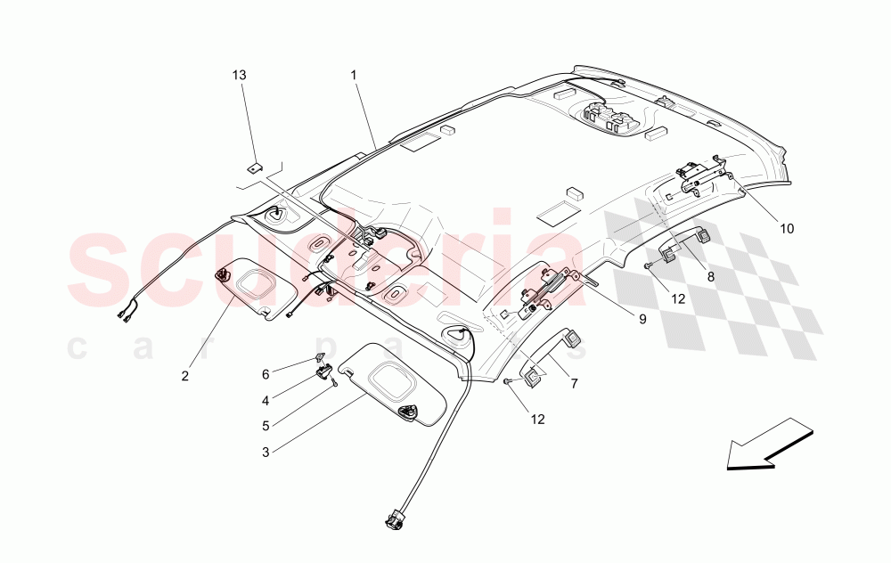 ROOF AND SUN VISORS of Maserati Maserati Quattroporte (2013-2016) S Q4