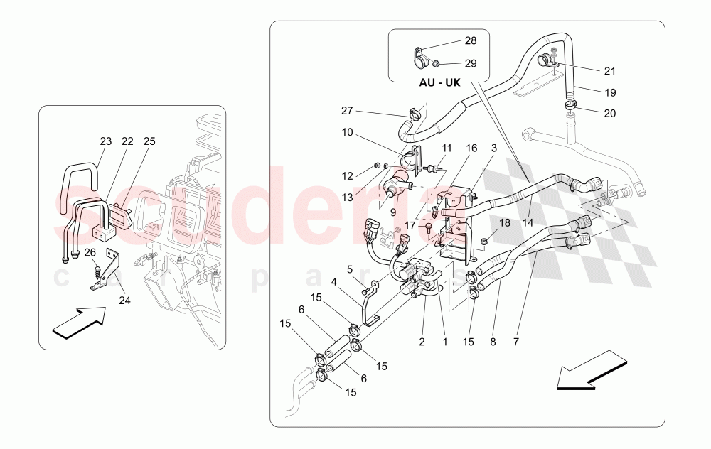A/C UNIT: ENGINE COMPARTMENT DEVICES of Maserati Maserati Quattroporte (2003-2007) DuoSelect