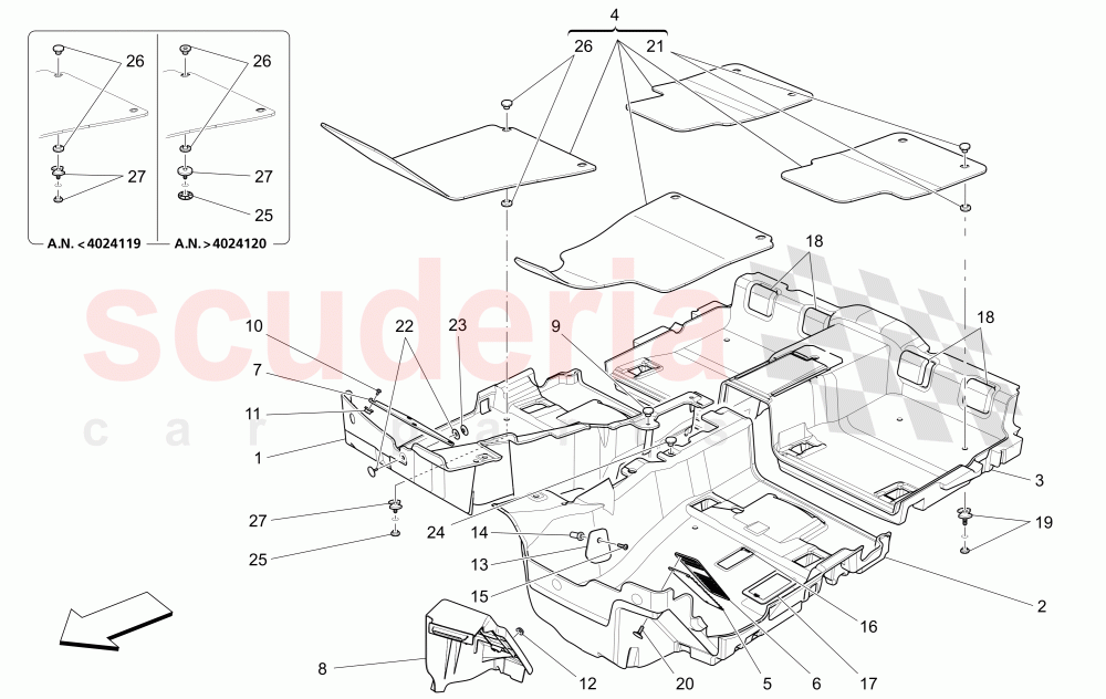 PASSENGER COMPARTMENT MATS of Maserati Maserati Quattroporte (2013+) GTS