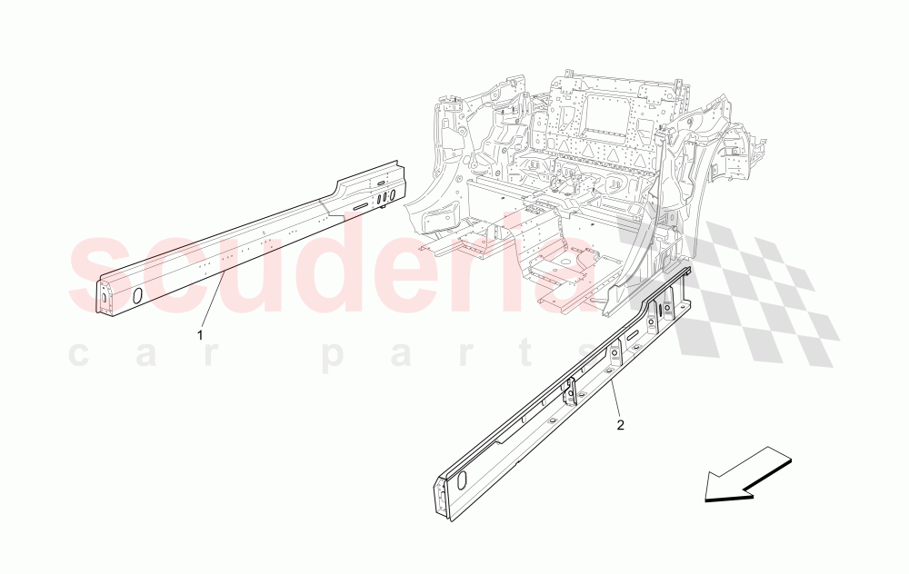 CENTRAL STRUCTURAL FRAMES AND SHEET PANELS of Maserati Maserati GranCabrio (2013+) Sport