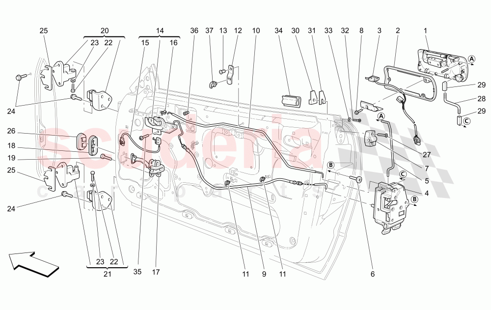 FRONT DOORS: MECHANISMS of Maserati Maserati GranSport Spyder (2005-2007)